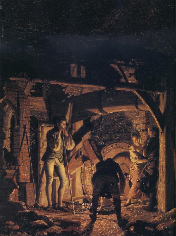 Joseph wright of derby An Iron Forge Viewed from Without China oil painting art